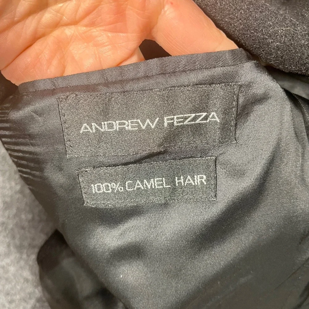 Andrew Fezza Mens 42R Blazer Sport Coat Black 100% Camel Hair Two Button Jacket
